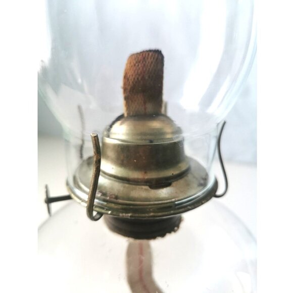 Large Antique Clear Glass Pedestal Eagle Oil Lamp 17.5" Height - Picture 3 of 10